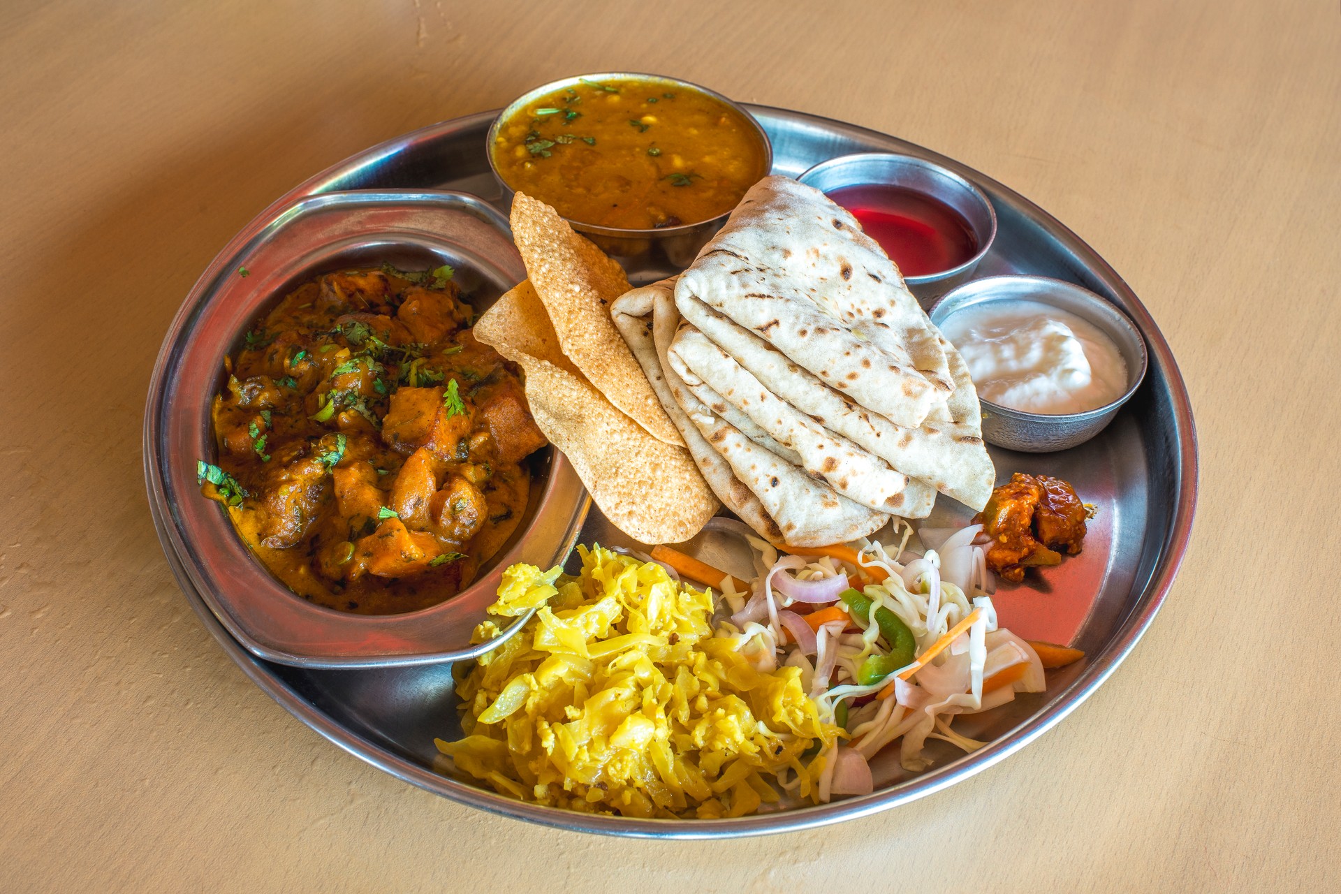 Healthy and tasty Indian vegetarian thali